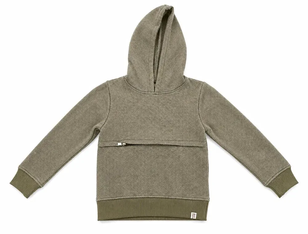 Sovereign Code Boys Size 8 Gray Geometric Knit Pullover Hoodie Zip Pocket LS
